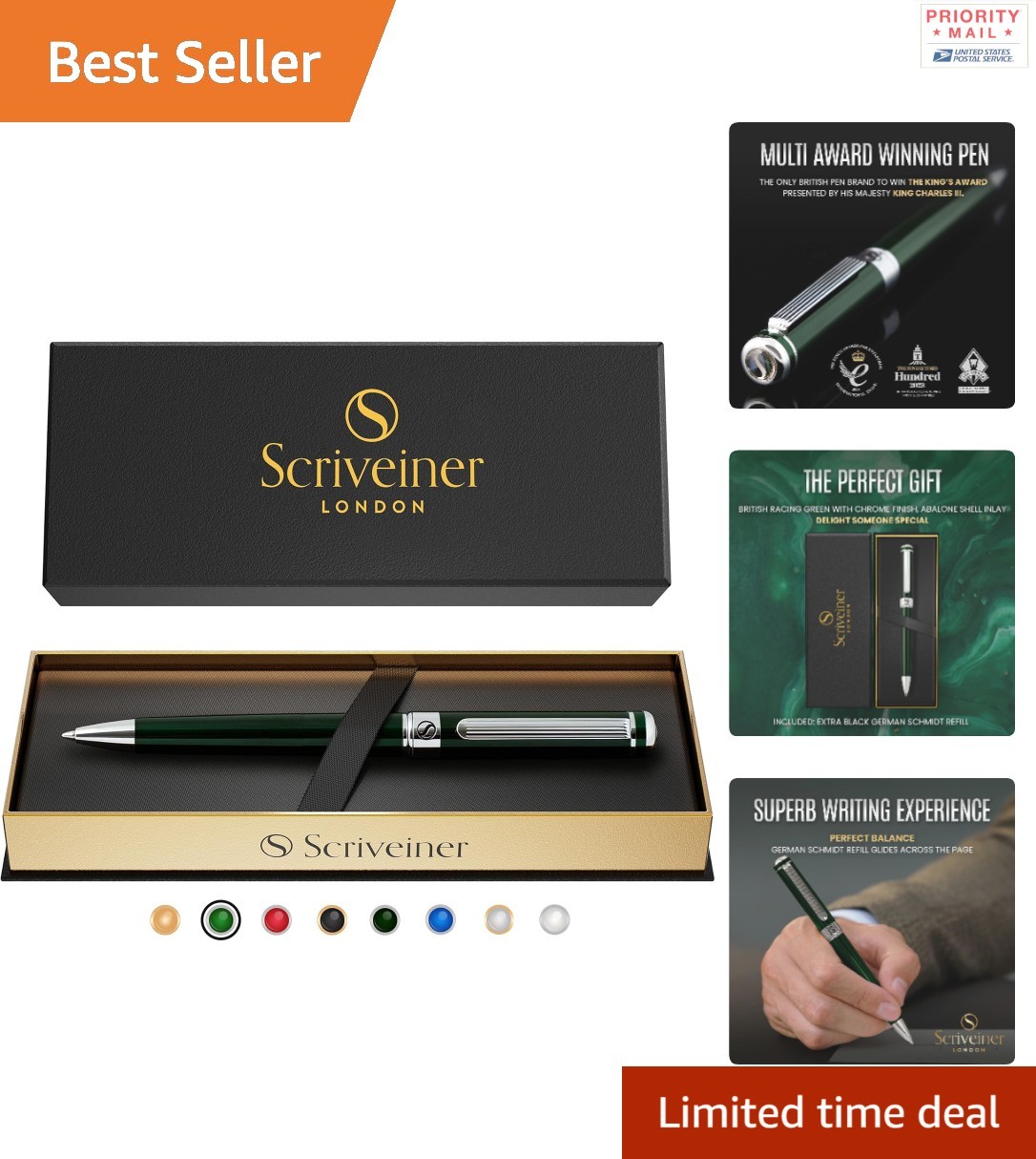 Luxury Ballpoint Pen British Racing Green Chrome Ergonomic Refillable Office …