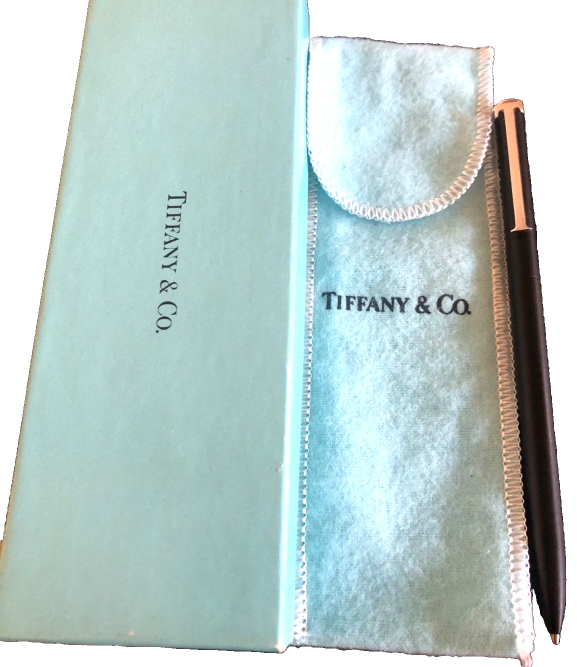 Original Tiffany & Co. Sterling Silver 925 & Black Matte T- Clip Pen And Box