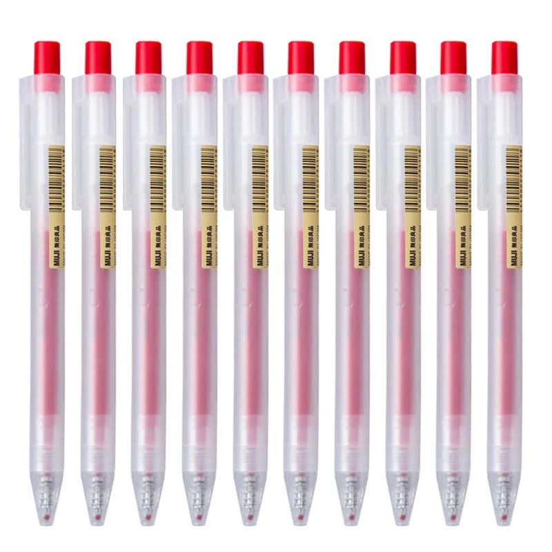 10Pcs Press Gel Pen 0.5Mm Blue/Black/Dark Blue/Red Ink Mujis Gel Pen Set for Sch