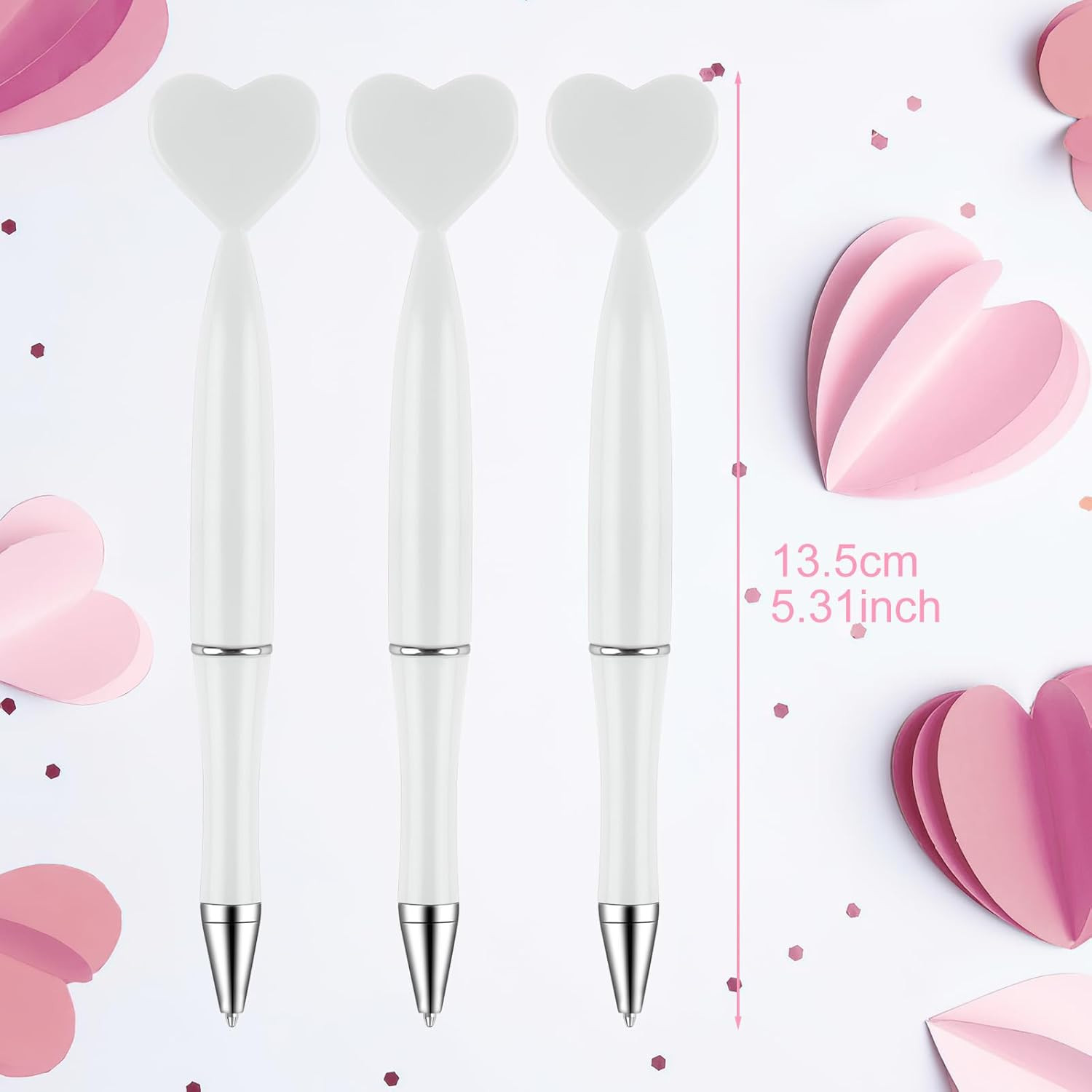 24 PCS Wedding Party Pens White Heart Black Gel Ink Office School Supplies