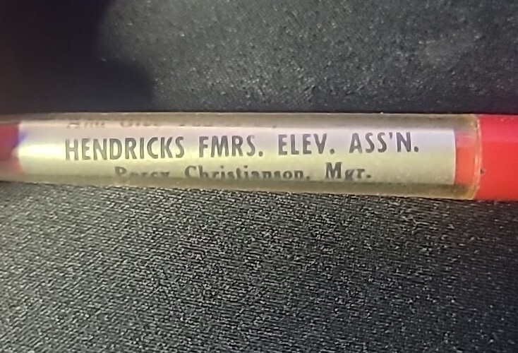 VTG Unipeco 1950’s Ballpoint Pen Hendricks Farmers Elevator Association MN
