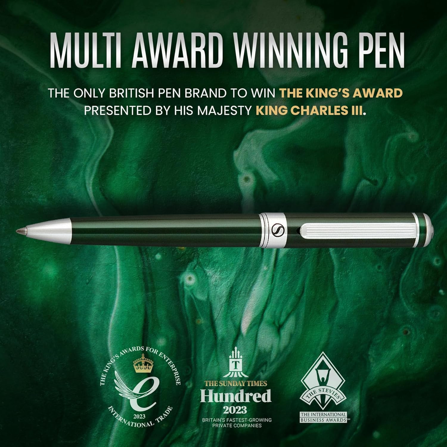 Green Ballpoint Pen – Stunning British Racing Green Luxury Pen, Chrome Finish, S