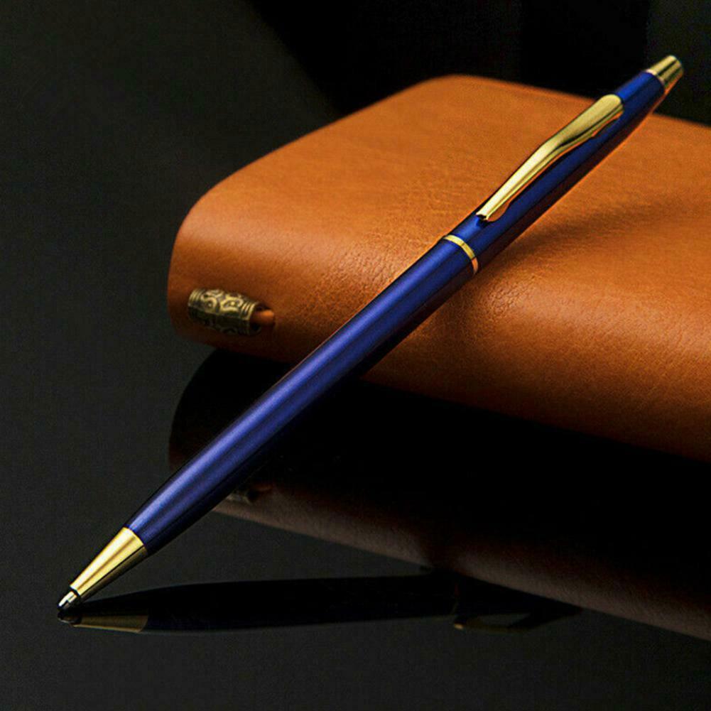 Luxury Full Metal Ballpoint Pen 1mm Black Ink Gel Pen Stationery Office Student
