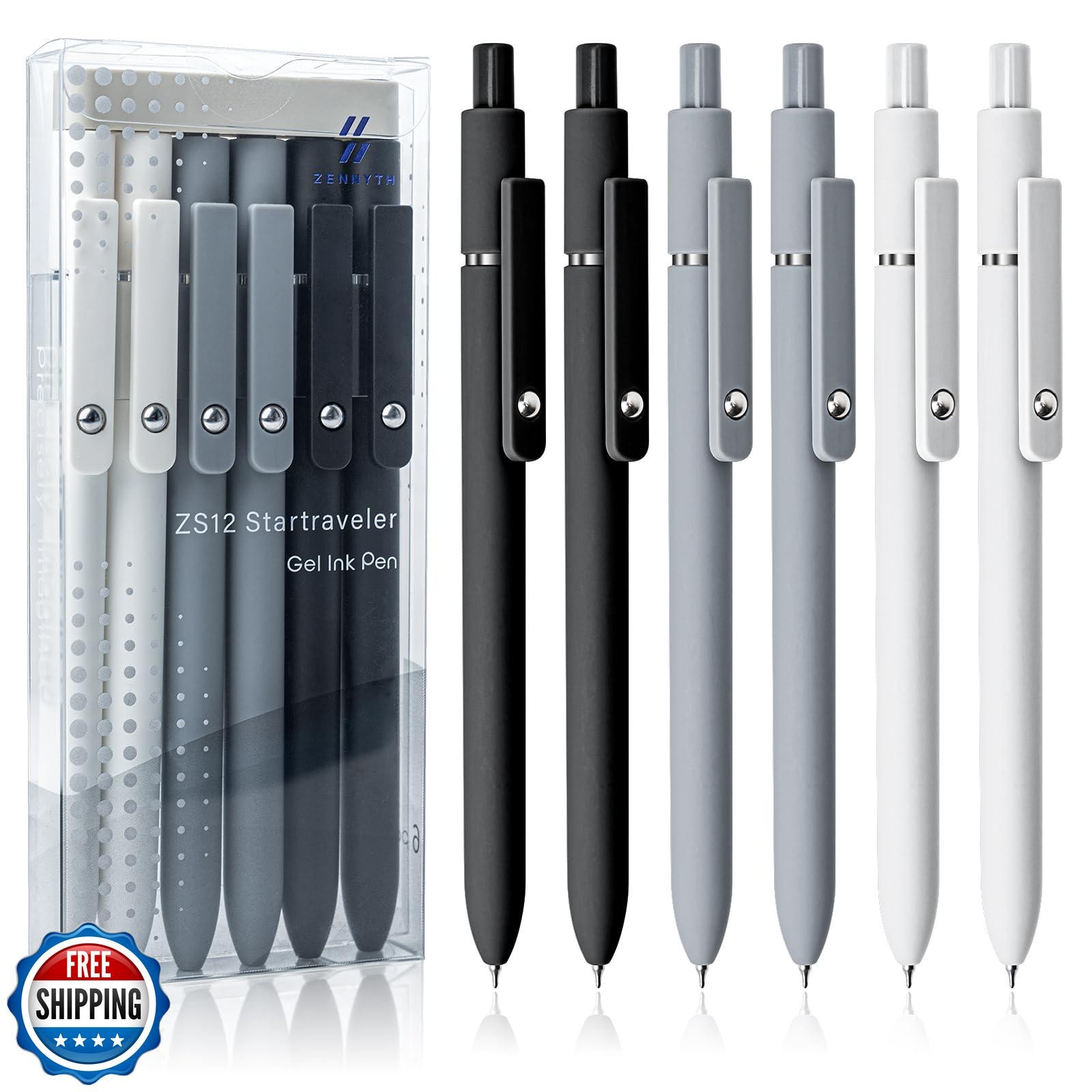 UIXJODO 6 Pcs Gel Pens 0.5mm Quick Dry Black Ink Pens Fine Point