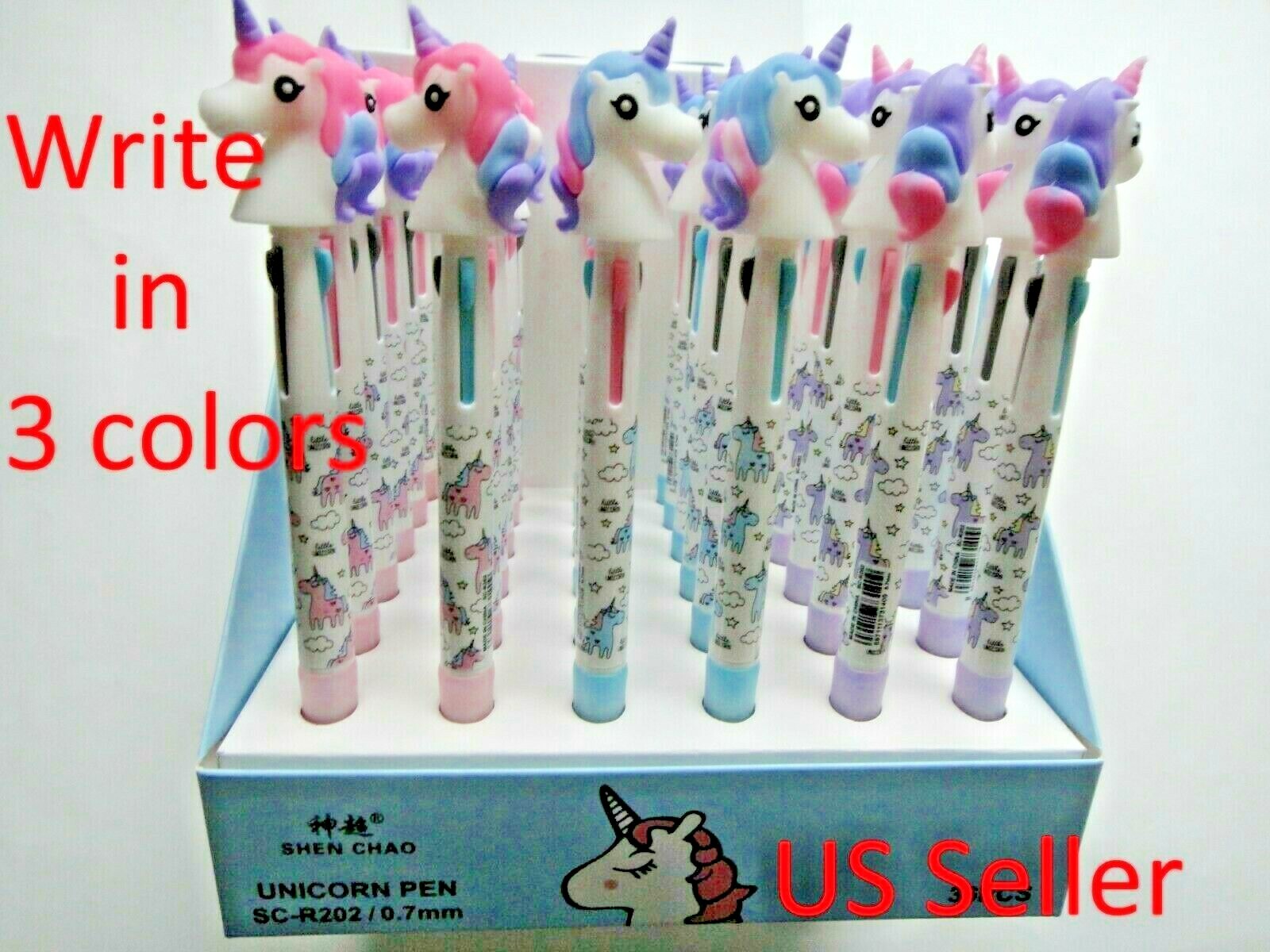 12 Pcs-3 colors UNICORN cartoon Multi-color changing Ballpoint Pen US Seller
