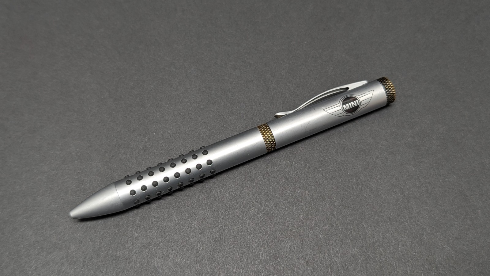 Mini Cooper Logo Ball Point Pen Silver & Black Heavy Metal Twist Automobile Car