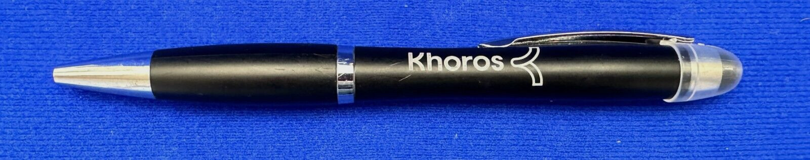 Branded Khoros Twist Activated Black Ballpoint Pen with Black Ink