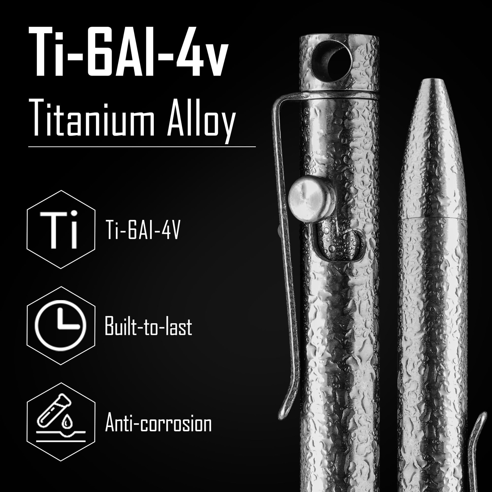 Keyunity Kp05St Bolt Action Edc Pen Clip Titanium Pocket Ballpoint Pen For