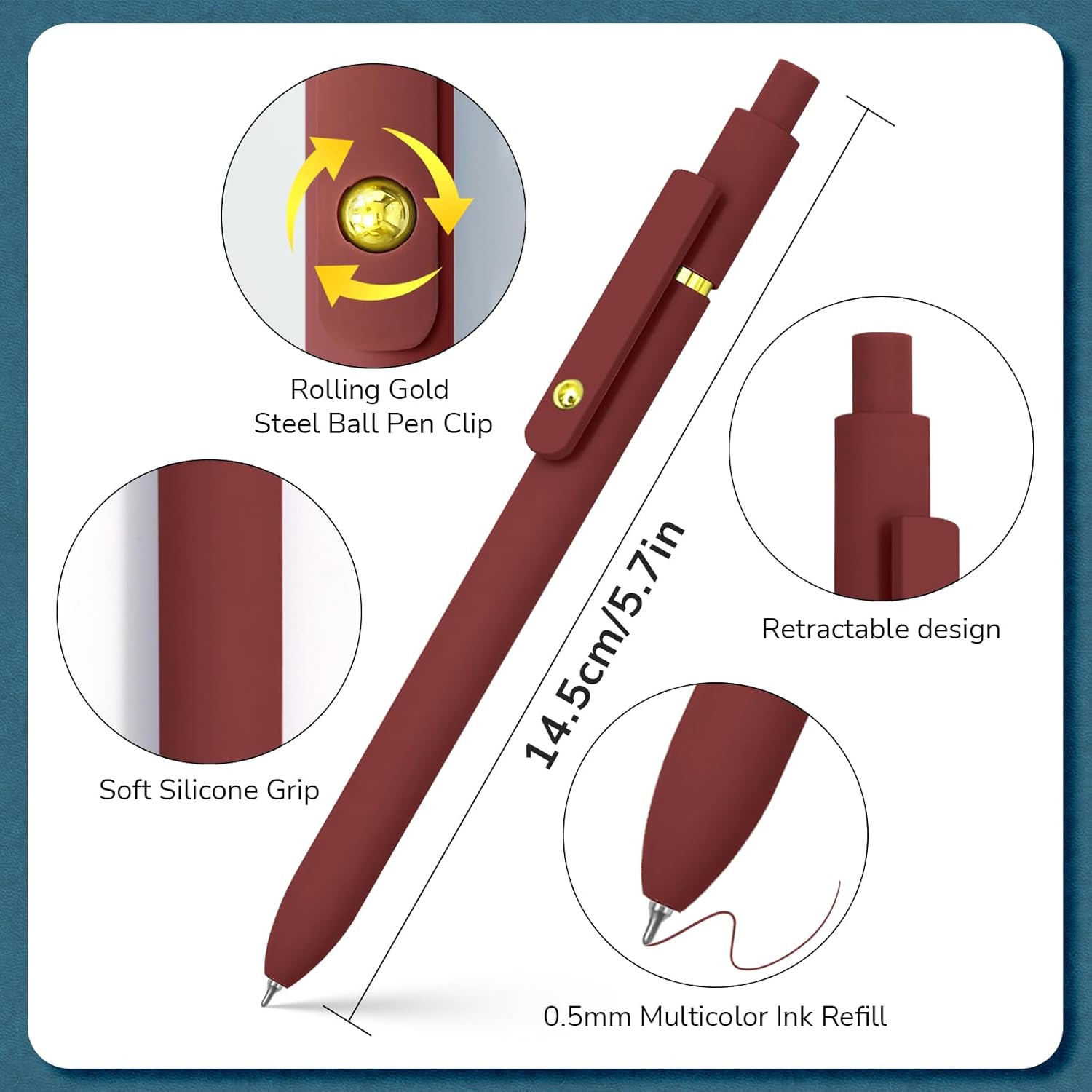 Colorful Pens, 6 Pcs Colored Pens Fine Point Smooth Writing Pen, 0.5Mm Colored I