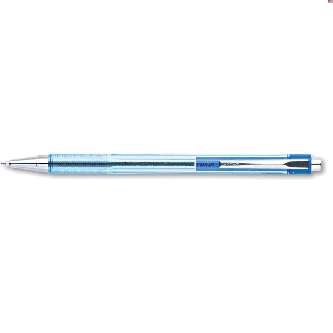 Classic Retractable Blue Ink Pens – 12 Count, Medium Point & Ergonomic Grip
