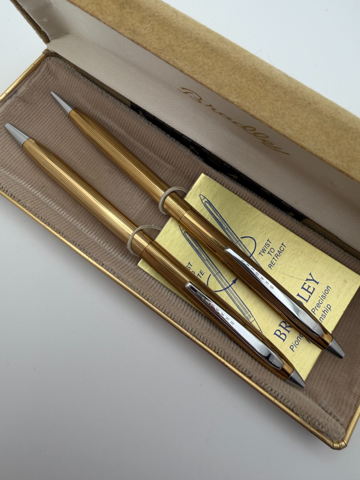 Stauffer Chemical Company Dyfonate Gold Tone Pen and Pencil Bradley NOS