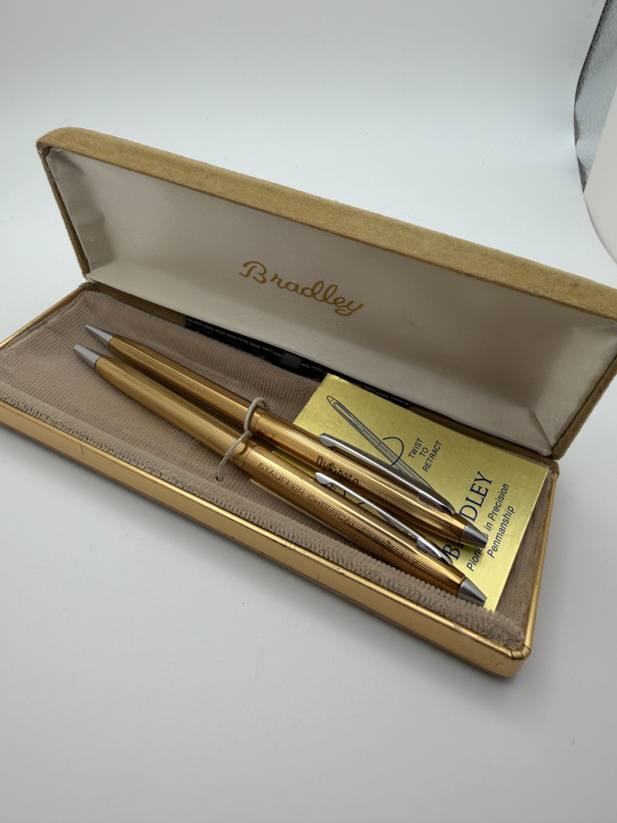 Stauffer Chemical Company Dyfonate Gold Tone Pen and Pencil Bradley NOS