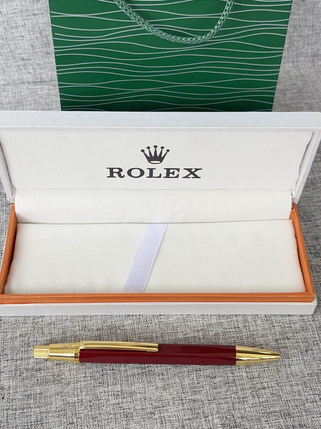 Rolex Classic Red Gold Trim Ballpoint Pen Luxury With Gift Box
