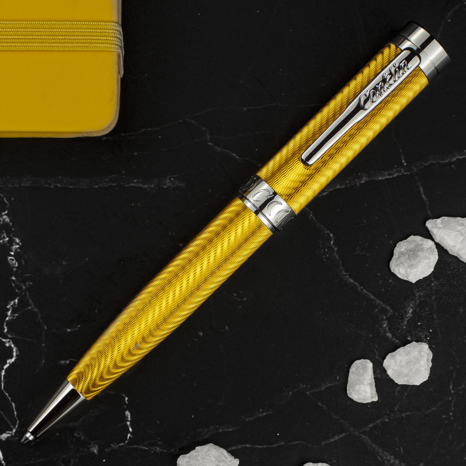 Conklin Herringbone Signature Ballpoint Pen, Yellow, New in Box
