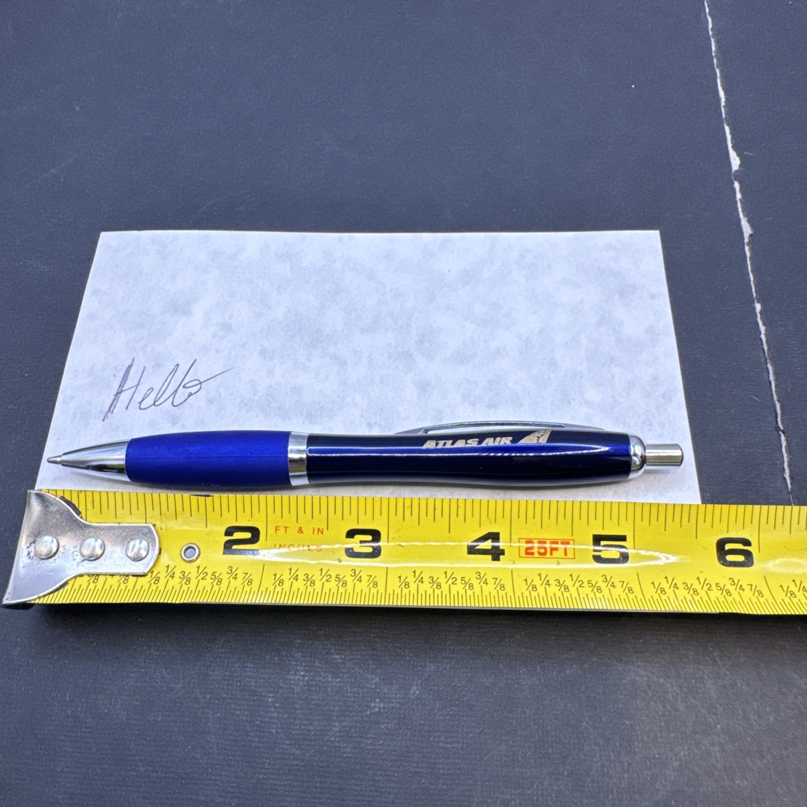 Atlas Air Promotional Blue Ballpoint Pen Rubber Grip Retractable Advertising
