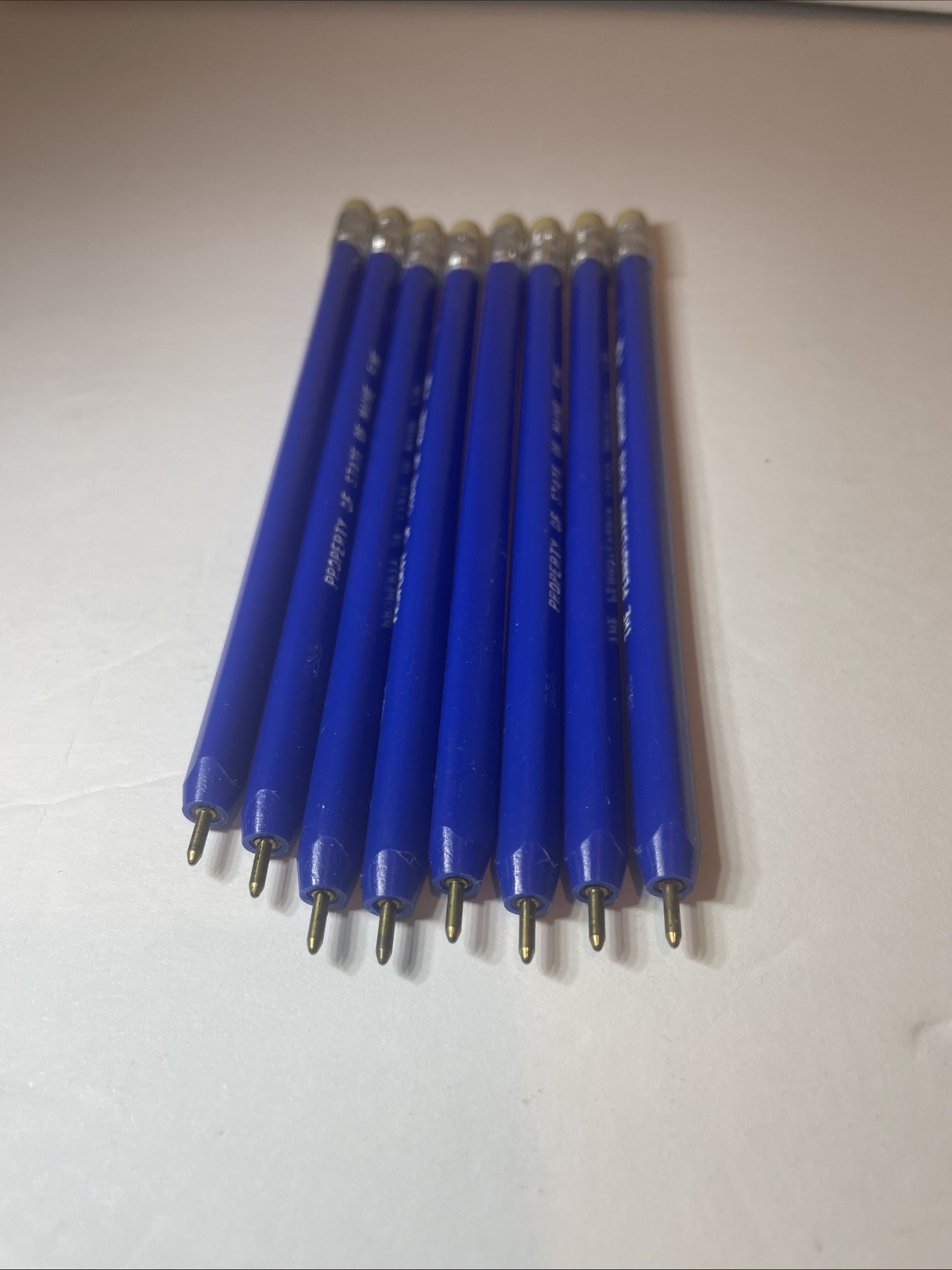 Erasable Ballpoint Pens – 7 Property Of State Of Maine- (1 Penn State) *DRY INK*
