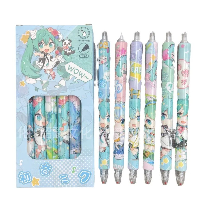 Kawaii Miku Ballpoint Pen 6pcs Hatsune Cute Anime Student School Utilities