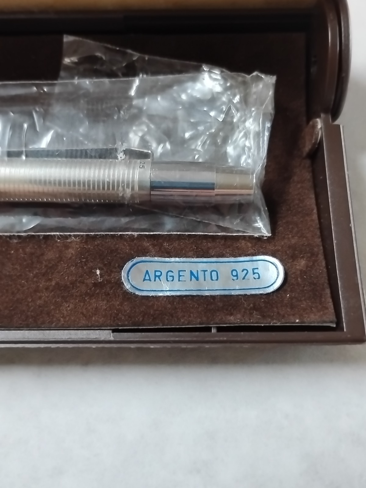 VTG Slim Ribbed Sterling Silver Ballpoint Pen NOS Tested-Works In Original Case