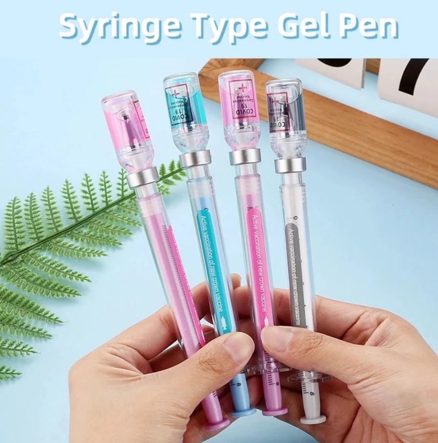 10PCS Random Color Belt Syrin ge Shaped Gel Neutral Pen, Signature Ballpoint Pen