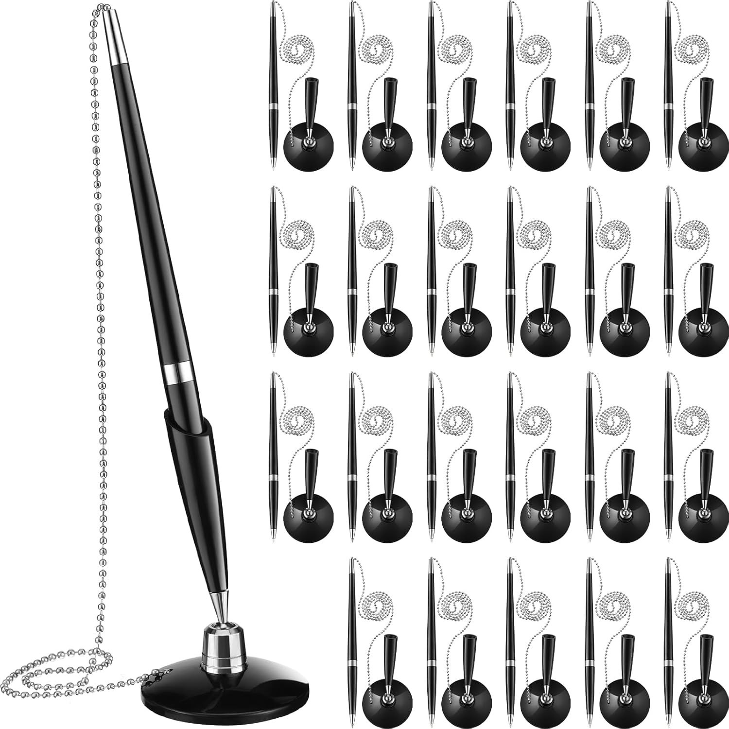 6 Pieces Secure Pen with Chain Security Pen Holder Counter with Adhesive Chai…