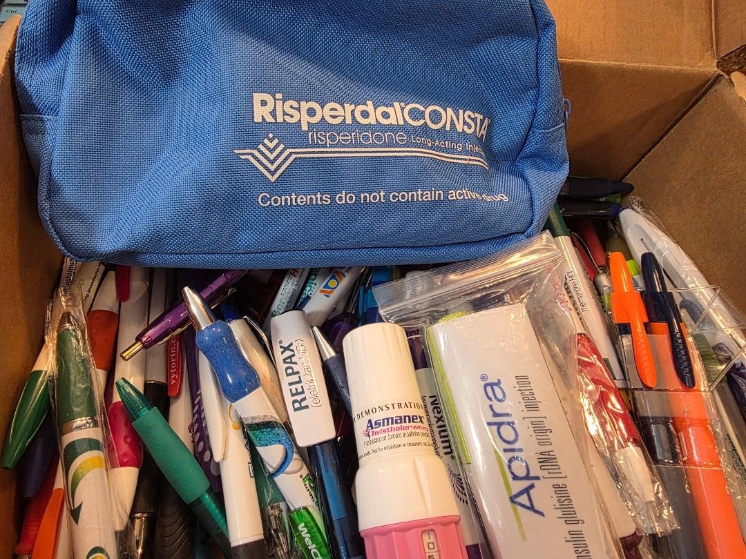 80 medical pens, 8 nonmedical, other medical misc
