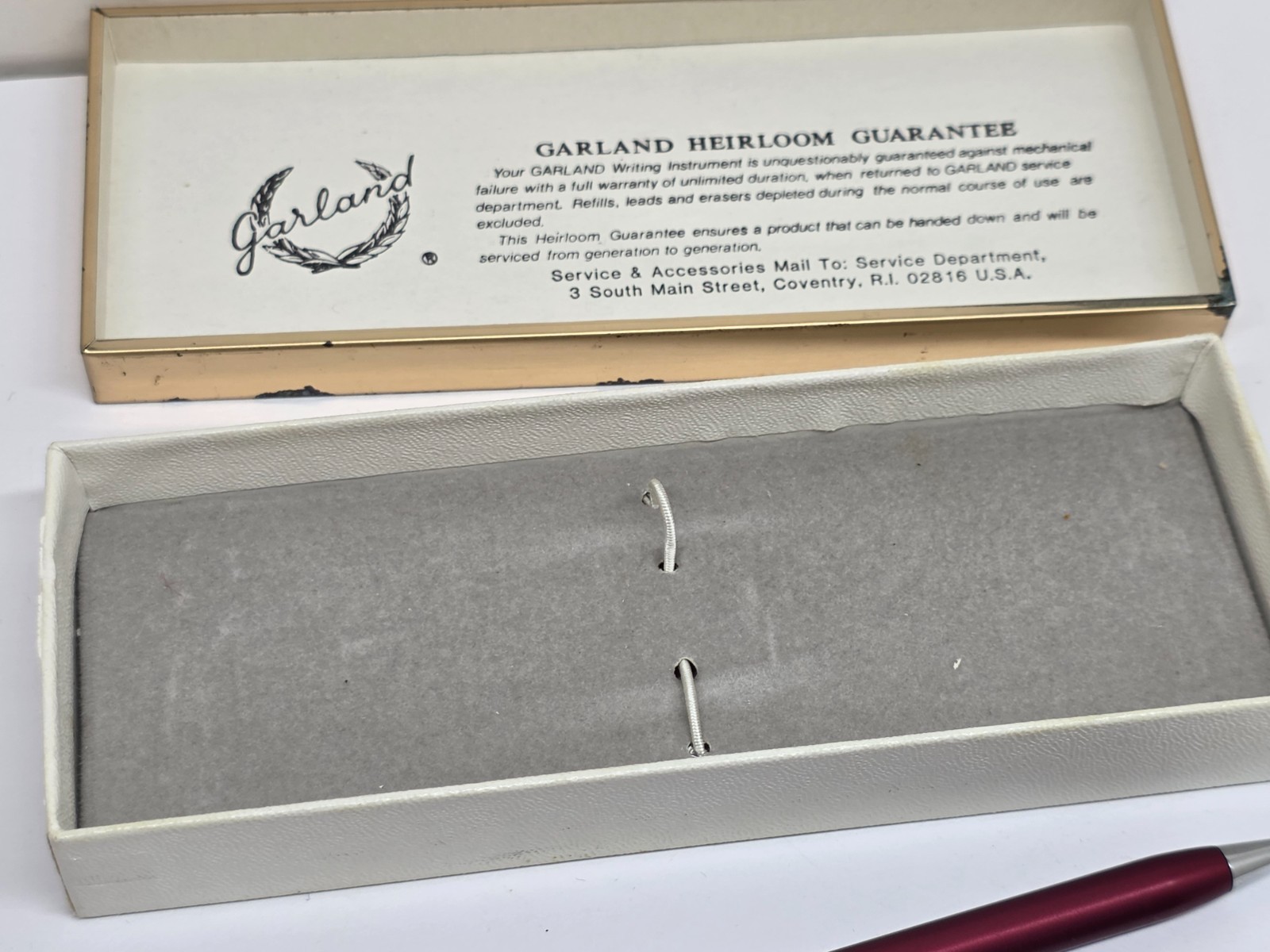 VTG Garland Heirloom Ball Point Pens Burgundy #66 Bubble Top Inter-Chem + Box