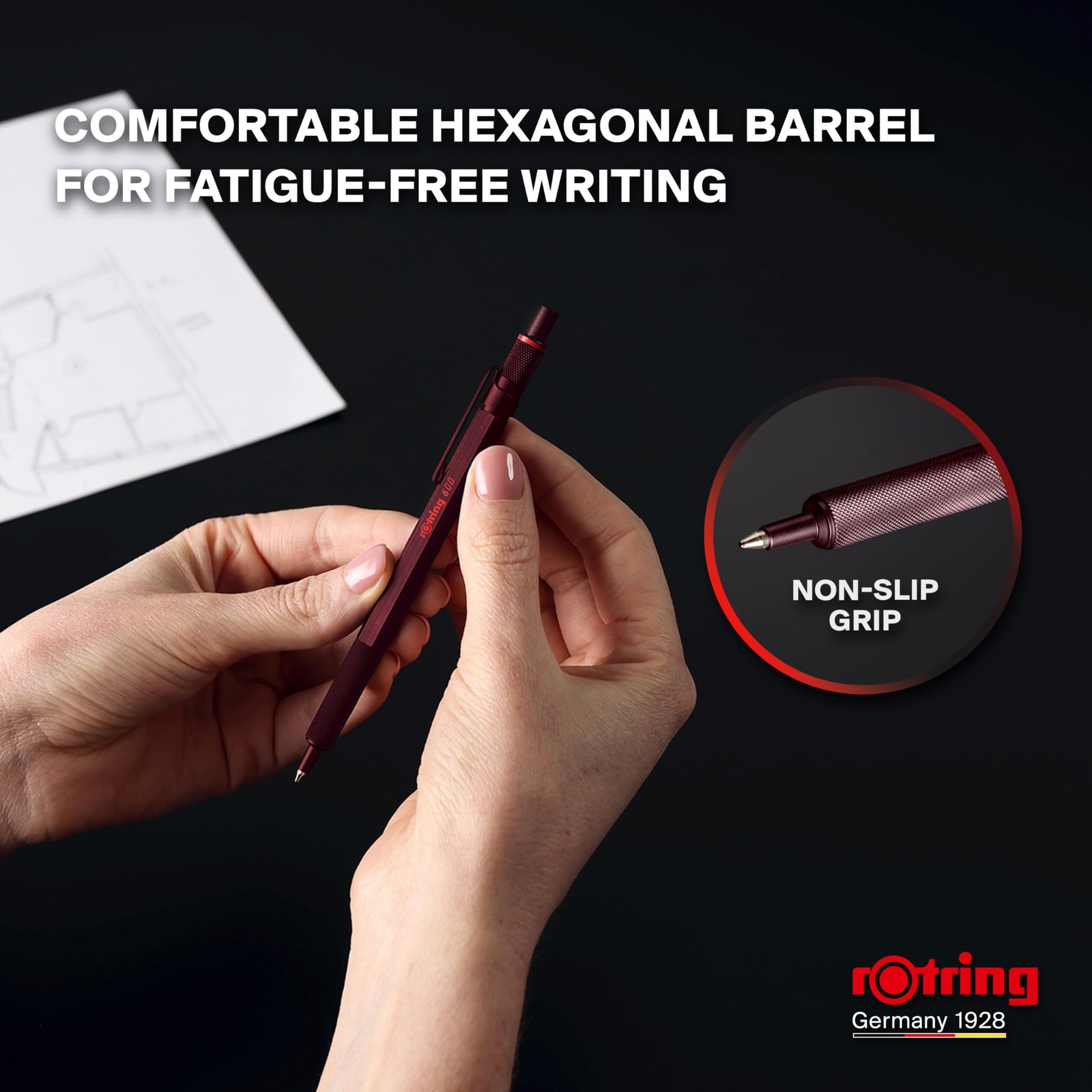 Rotring 600 Ballpoint Pen, Chocolate Truffle Design, Medium Nib, Oil-based Ink,
