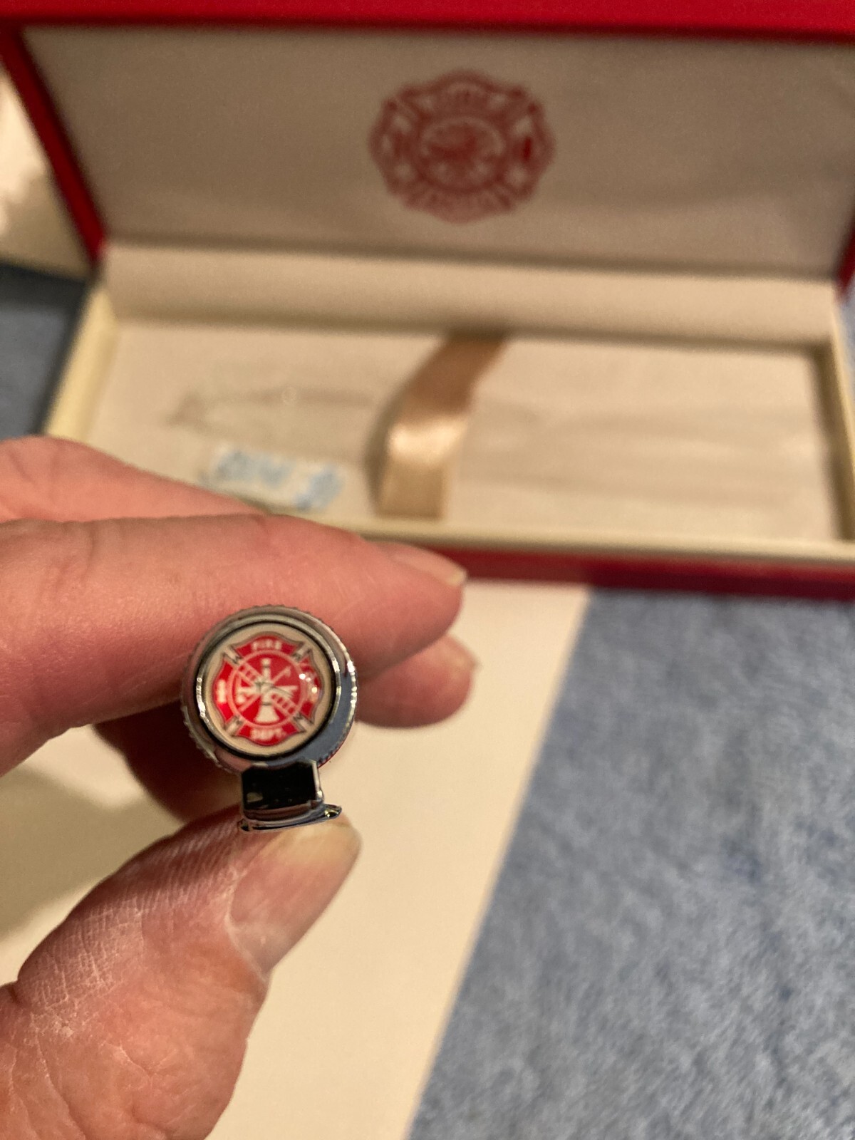 NEW Fire Dept. Black Ink Ballpoint F.D. Ballpoint Pen Red Cap
