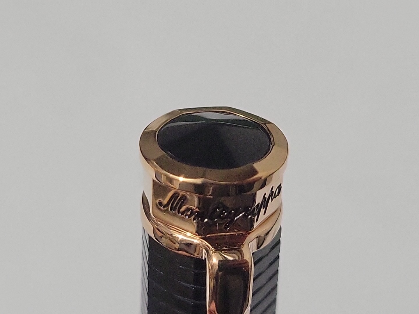 Rare Luxury Montegrappa Black Resin Rollerball Pen Rose Gold Trim w/ Box Italy