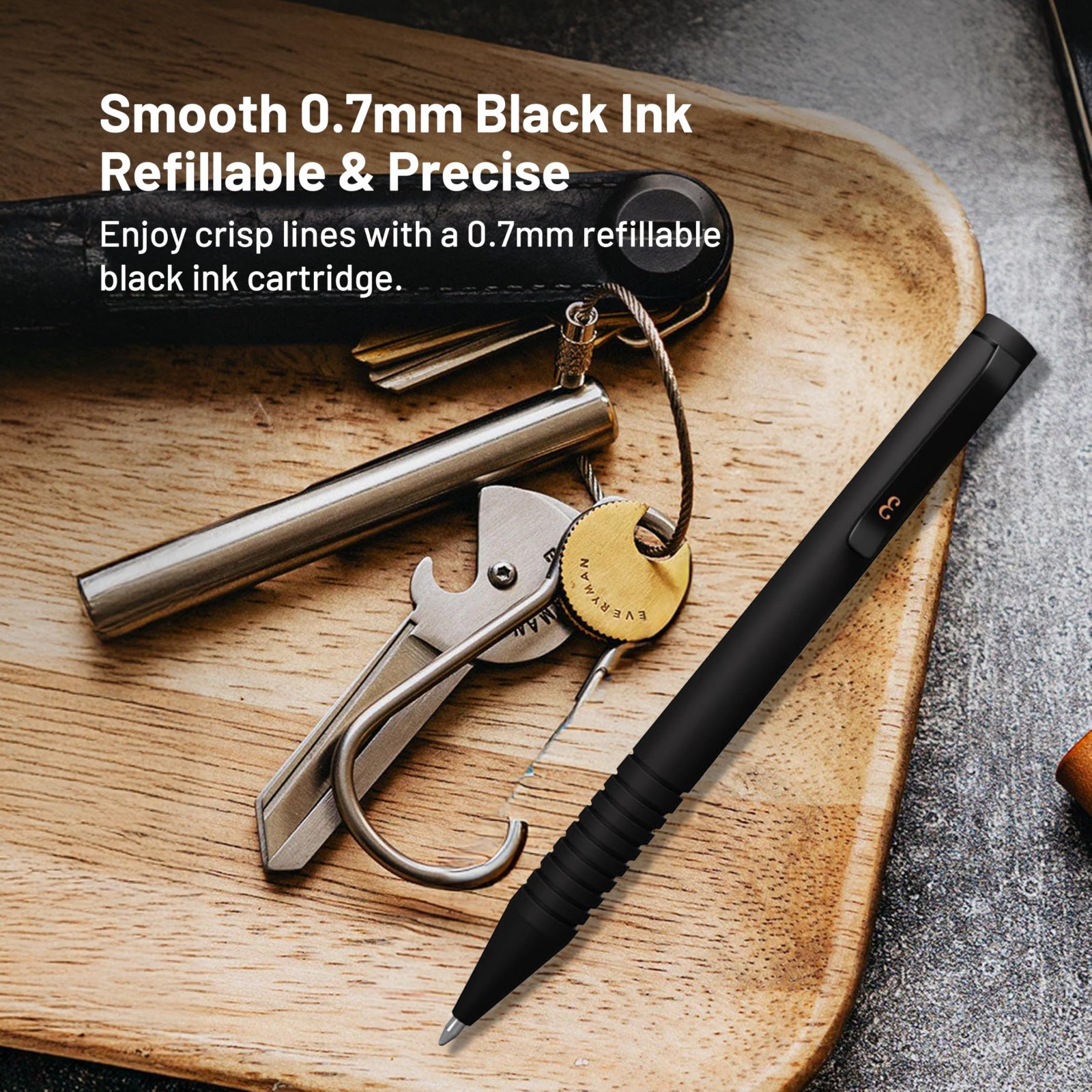 Compact Refillable 0.7mm Gel Pen – Super Matte Mini Twist Mechanism, Durable EDC