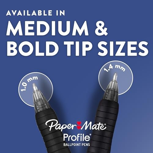 Paper Mate Profile Ballpoint Pens, Bold 2 Count (Pack of 1) Blue Retractable