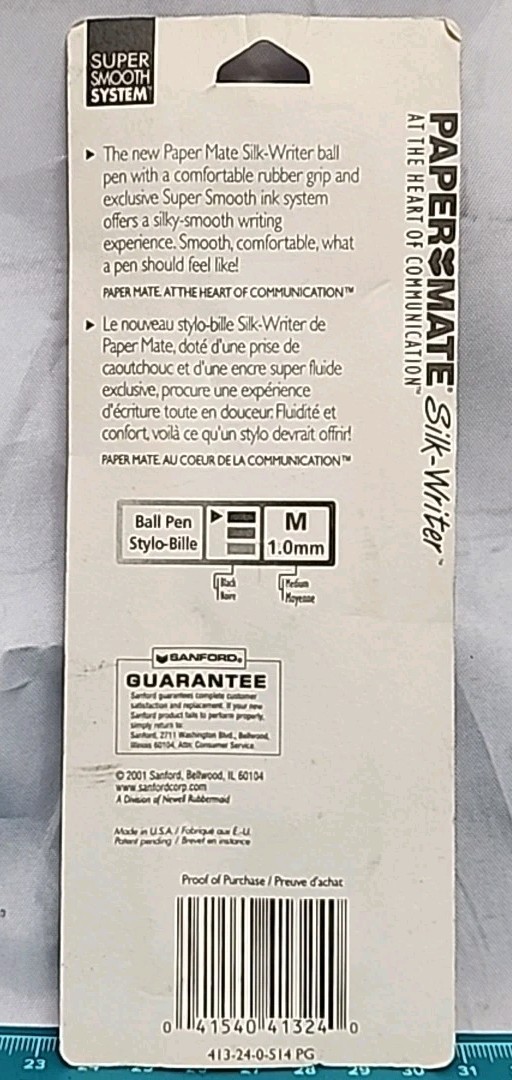 2001-2PK-SANFORD PAPER MATE SILK WRITER MED. BALL POINT PENS; USA; VINTAGE NOS