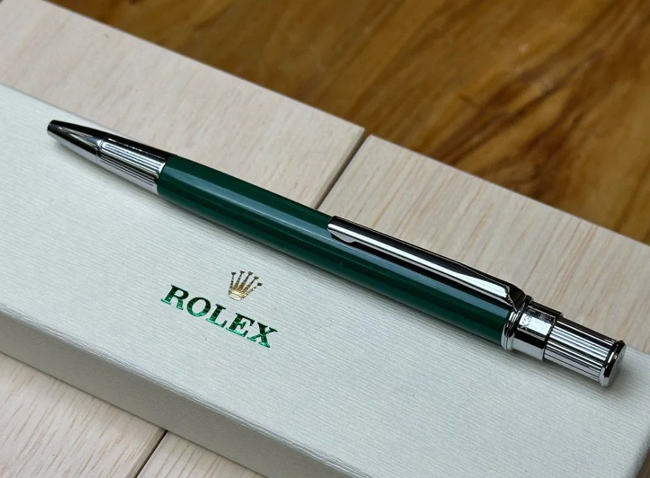 Rolex Ballpoint Pen – Green & Silver Collectible Writing Instrument Luxury Gift