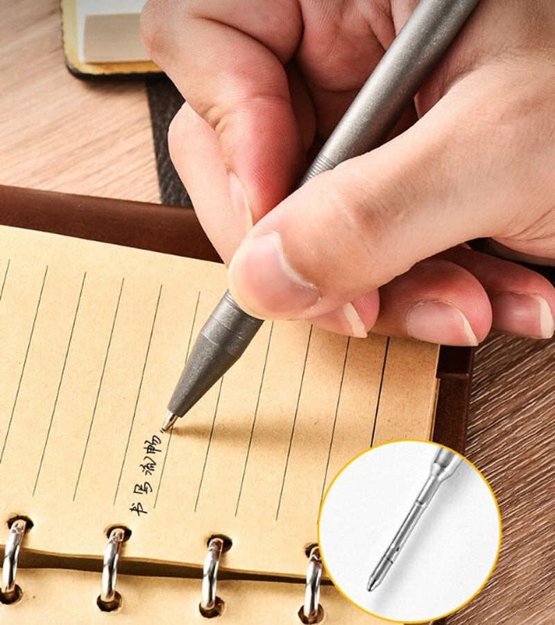 Titanium Alloy Pocket Ball Pen Signature Tactical EDC Pen Free 5pcs G2 Refill