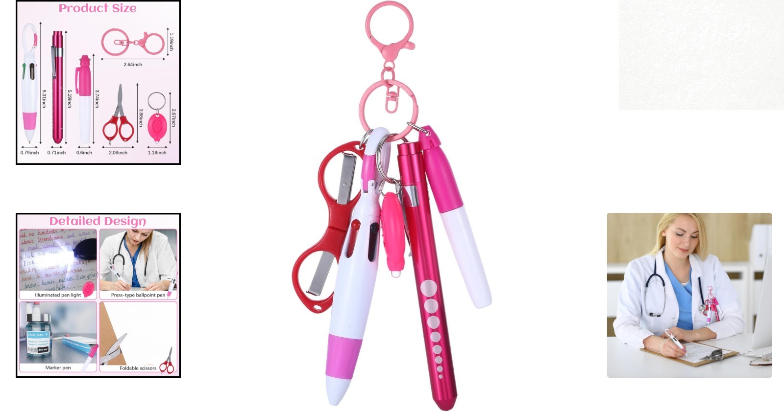 Durable 6-in-1 Nurse Pen Set with Scissors & LED Light – Perfect Gift for Nurses
