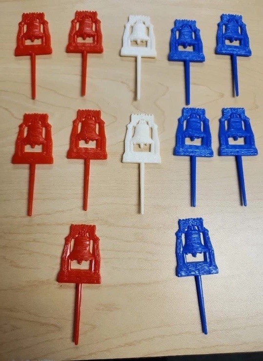 VTG Lot 12 Red White and Blue Liberty Bell Bicentennial Cake Toppers Hong Kong