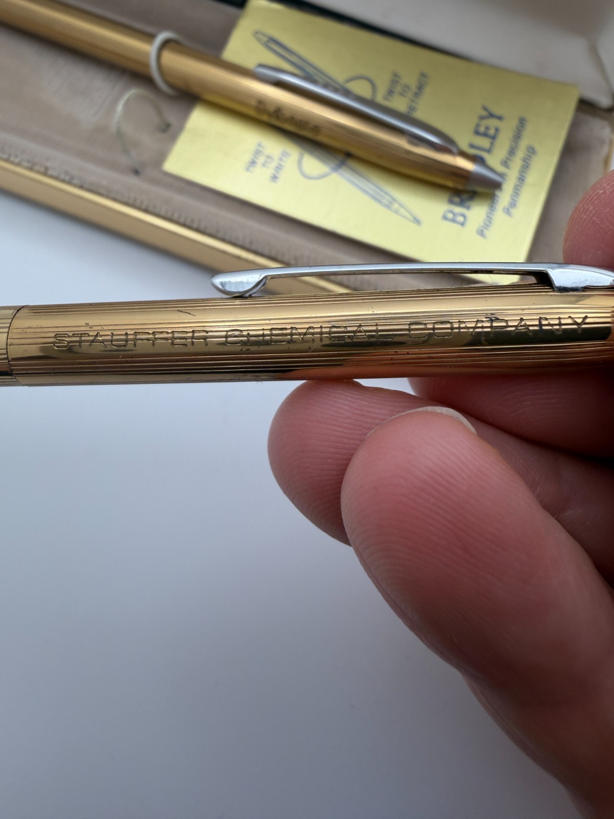 Stauffer Chemical Company Dyfonate Gold Tone Pen and Pencil Bradley NOS