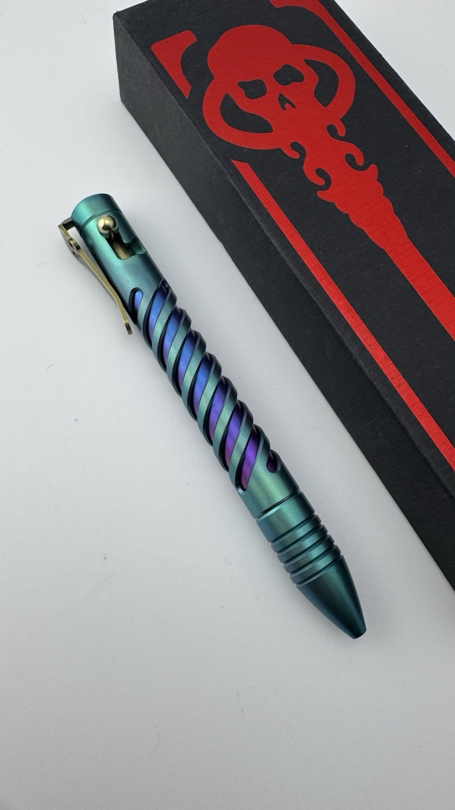 Original Chaves Knives Titanium Bolt Pen Spiral Tactical Green And Blue