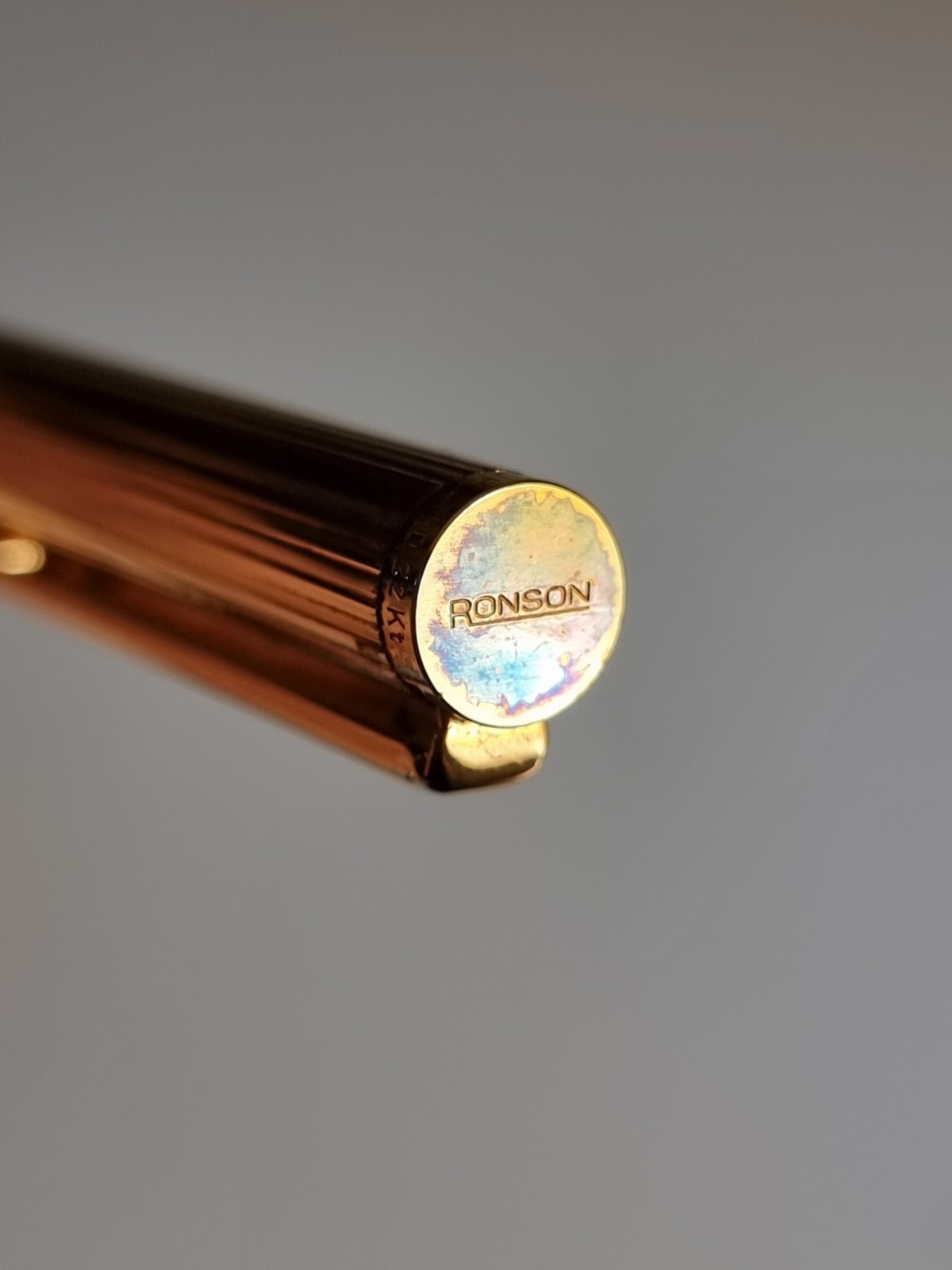 Ronson Gold Plated Ballpoint Pen with Wooden Case – Vintage, with Warranty