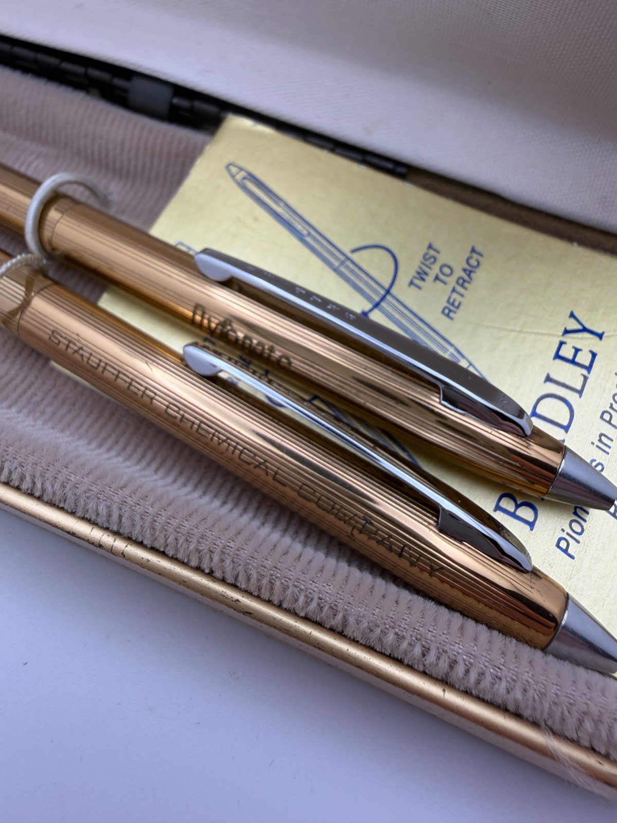 Stauffer Chemical Company Dyfonate Gold Tone Pen and Pencil Bradley NOS