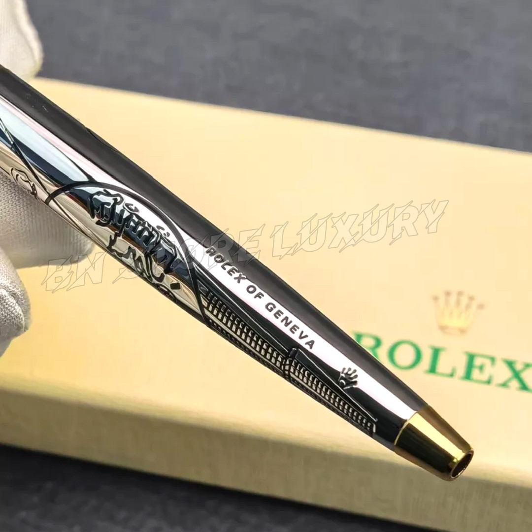 ROLEX VIP Gift Silver Gold Ballpoint Pen Engraved Executive Collectible Box