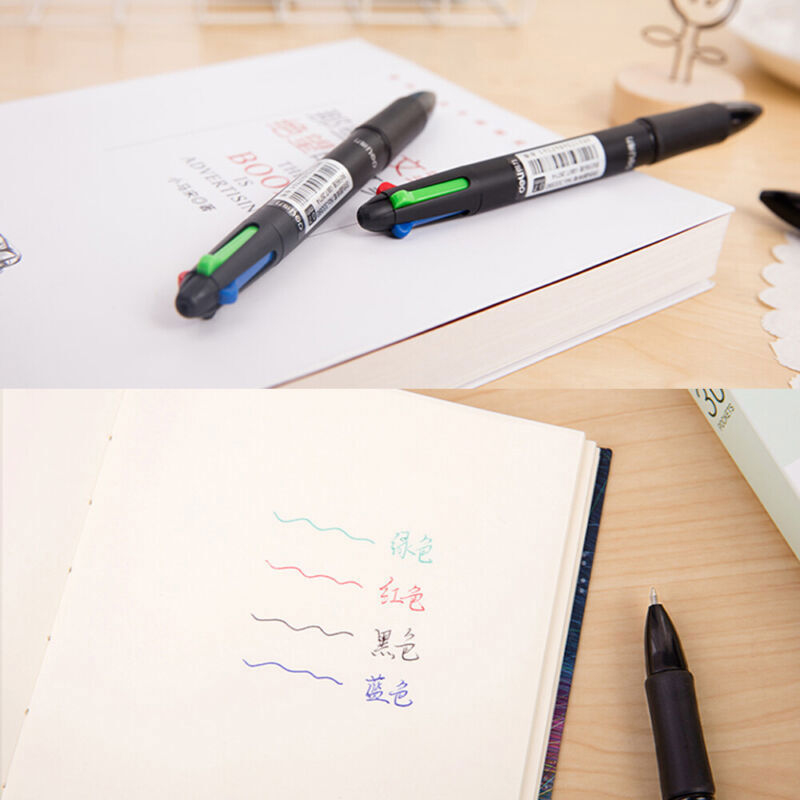 1x MultiColor Pen 4in1 Retractable Gel Pen 0.7mm Black Blue Red Green Ink Refill