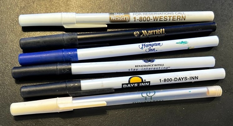 Marriott Best Western Double Tree Days Inn Hampt (6) Hotel branded pens working