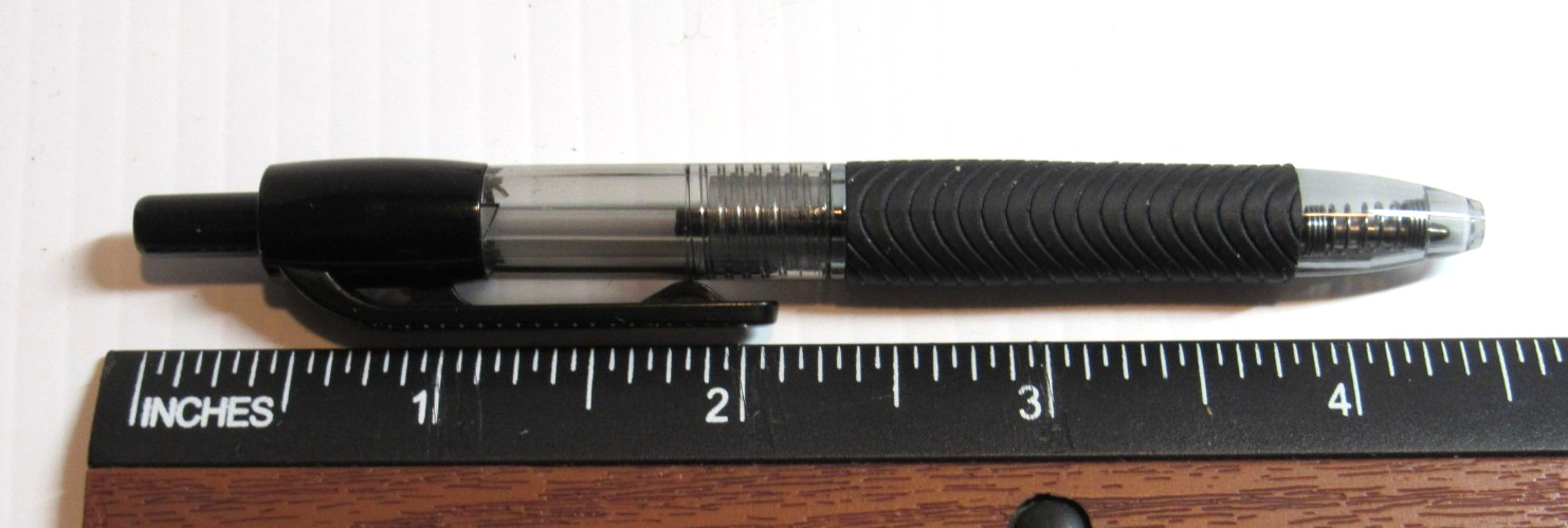 LOT OF 5 BLACK Click TOP BALLPOINT PEN w/ clip-GREAT POCKET PEN