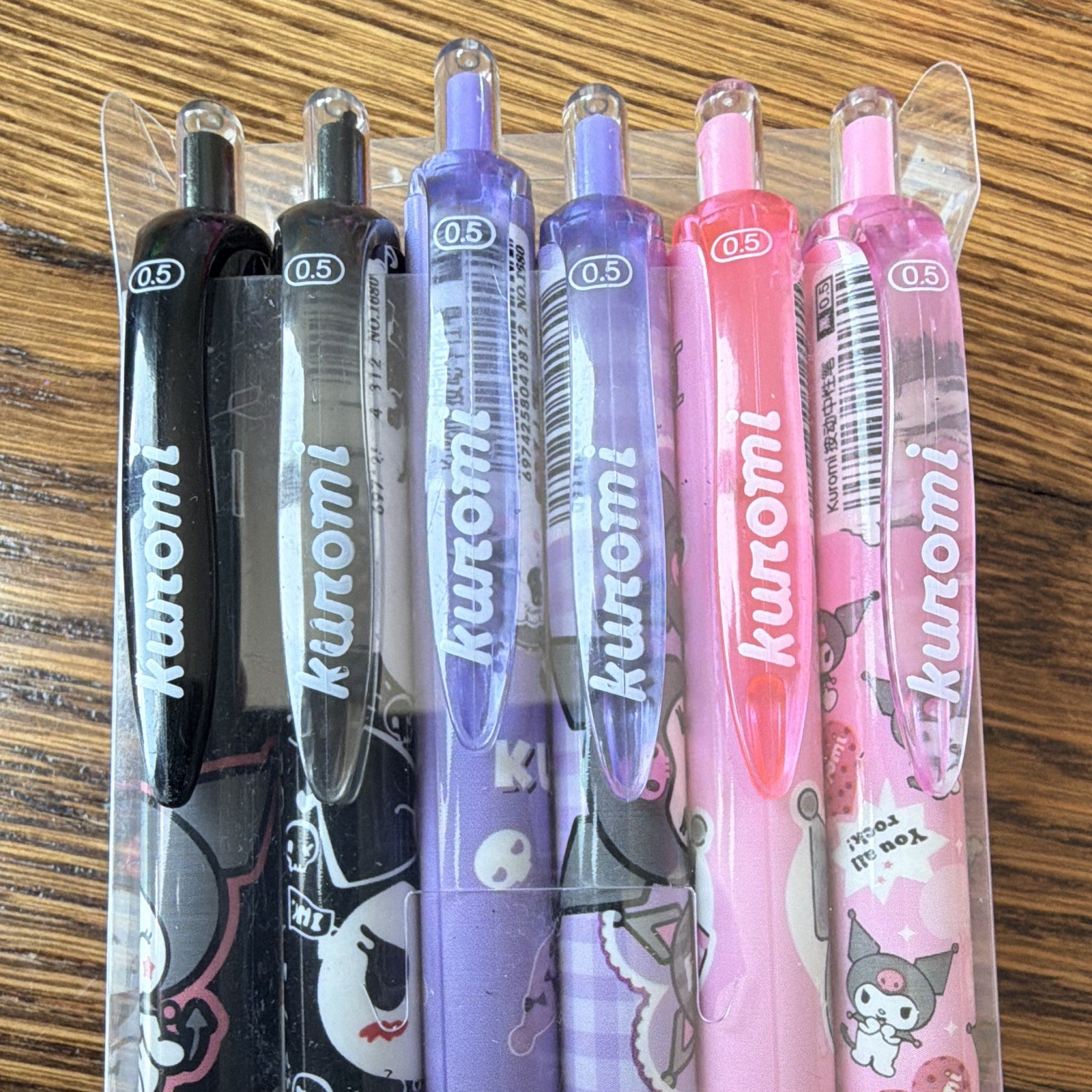 6-Pack Retractable Ballpoint Pens 0.5mm Multicolor Ink Plastic