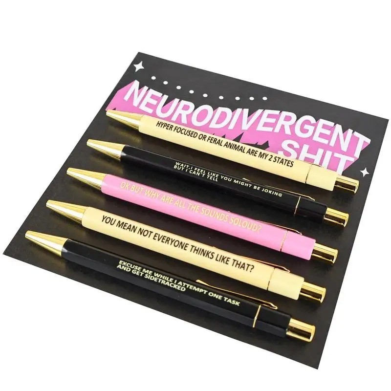 Cute Ballpoint Pens Portable 0.5mm Nib Pens 5x Humorous Stationery Lightweight