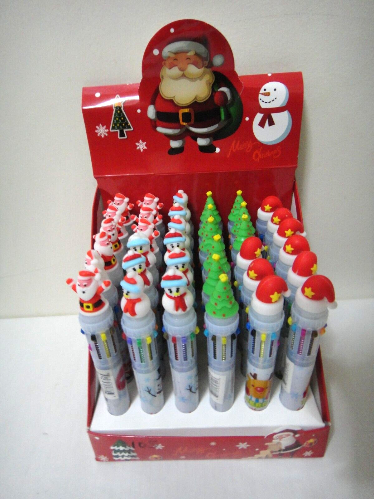 12 Pcs-10 colors Santa Claus &Christmas Tree Multi-color Ballpoint Pen US Seller