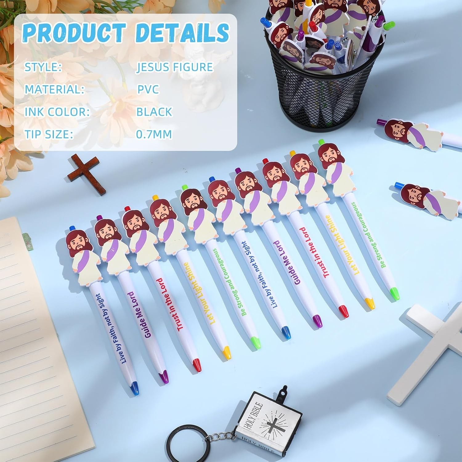 100 Christian Jesus Bible Verse Pens, Black Ink, Religious Gift