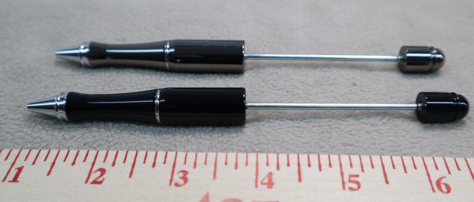 Metal Beadable Pens Lot of 2 Pens * Satin Black and Gloss Gunmetal 7 Refills USA