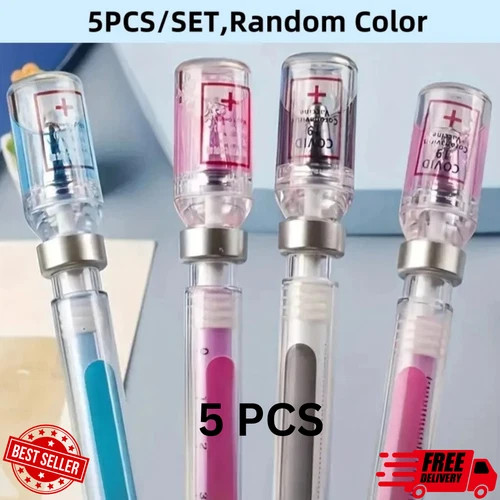 5PCS Random Color Belt Syringe Shaped Gel Neutral Pen, Signature Ballpoint Pen,
